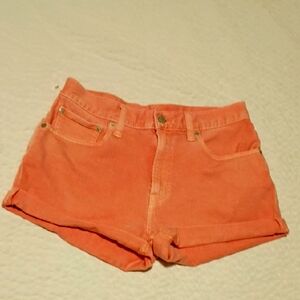 Women's Orange Denim Shorts